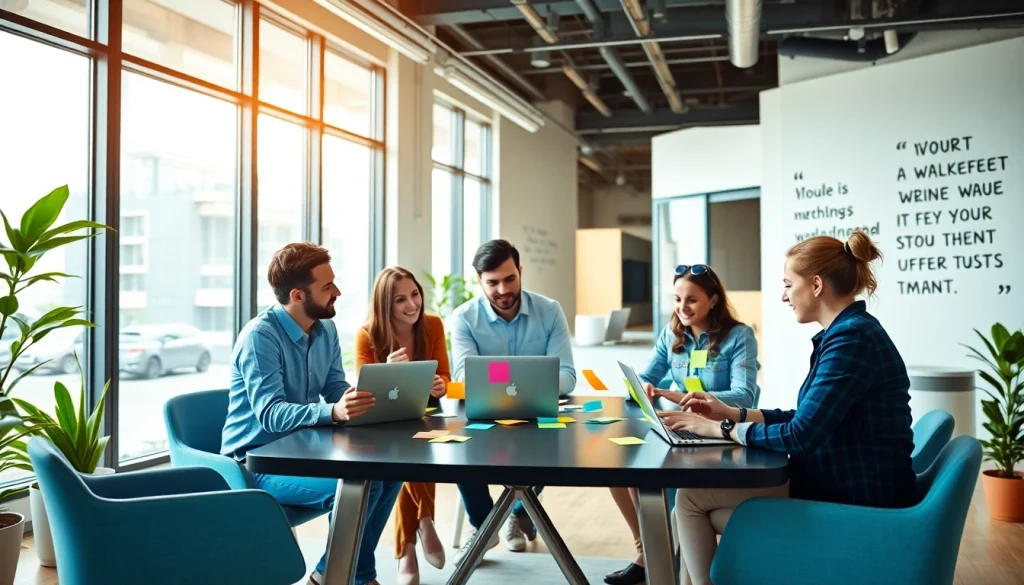 Team strategizing SEO.my marketing tactics in a bright, modern office environment.