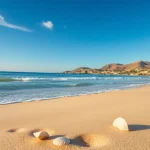 Experience the beauty of the coast with https://travelvixta.com showcasing a serene beach landscape and gentle waves.