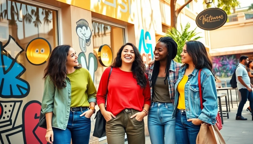 View trendy outfits at https://www.clothingcasual.com showcasing styles in a vibrant urban setting.