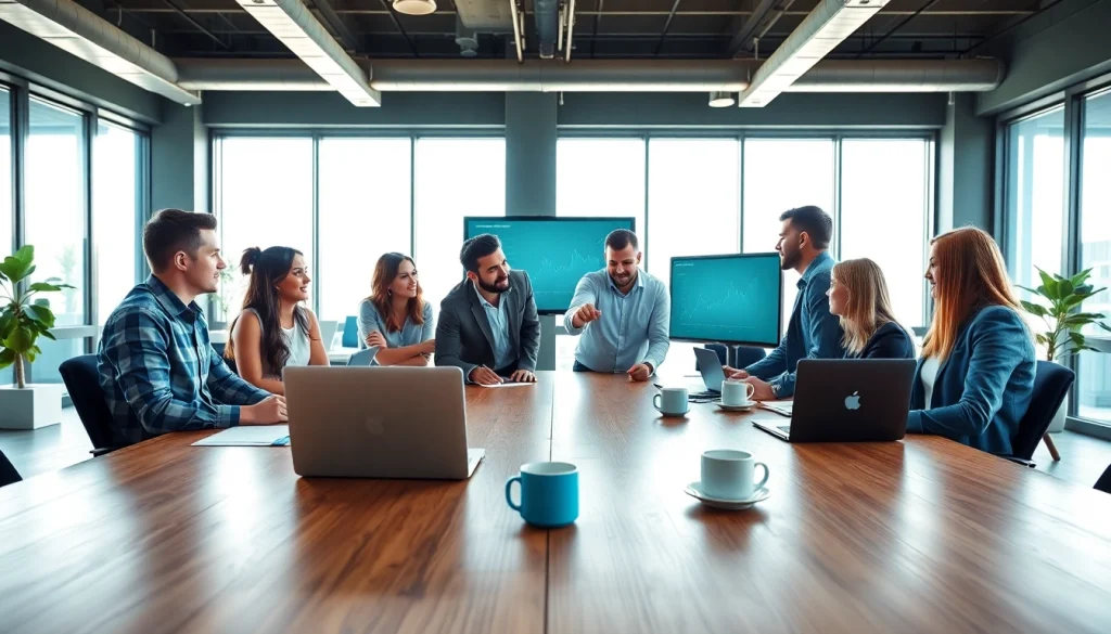 Enhancing digital marketing insights for af88.com with a collaborative team in an office.