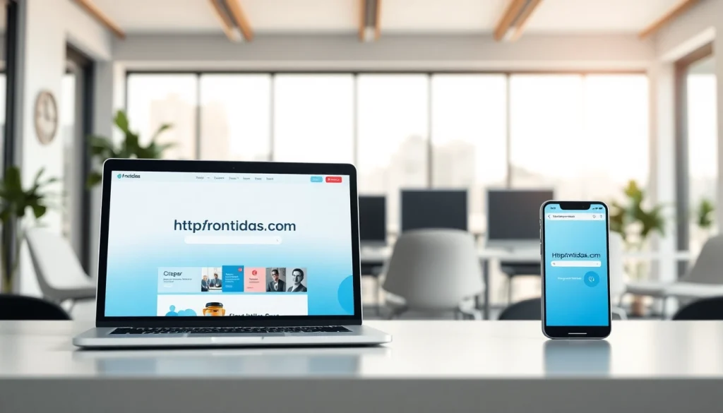 Showcasing the modern design of https://frontidas.com on laptop and smartphone screens.