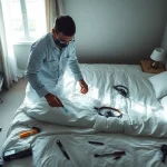 Inspecting bed bugs at https://affordablebedbugexterminators.com with a pest control expert in a safe environment.