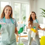 Provide efficient cleaning service by a professional team in a bright living room.