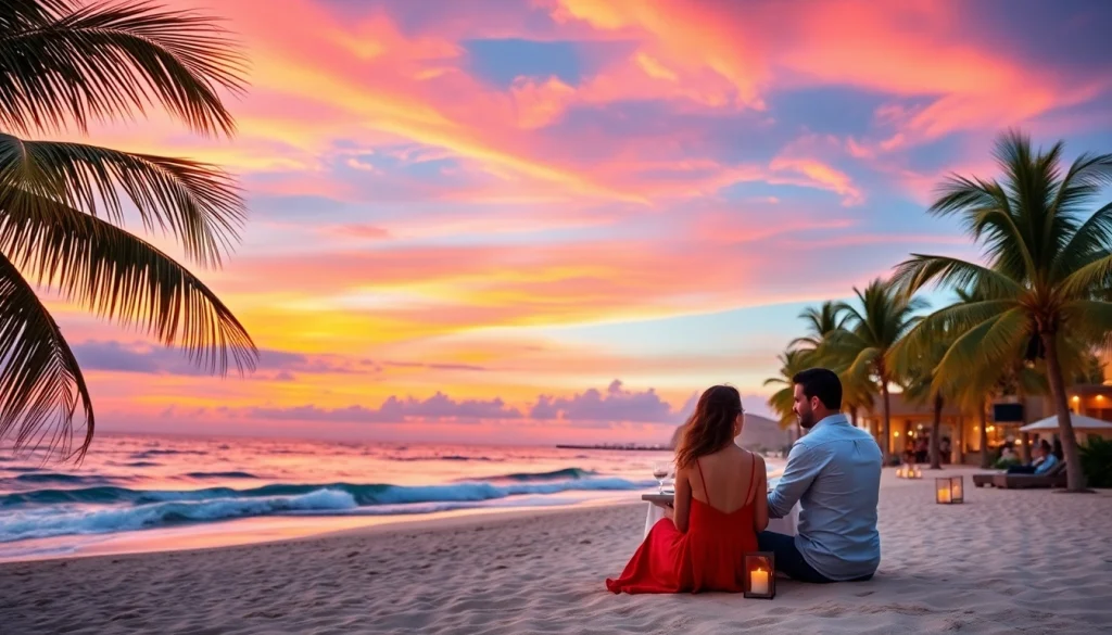 Captivating Cabo Travel & Tourism sunset beach dinner scene with ocean views and palm trees.