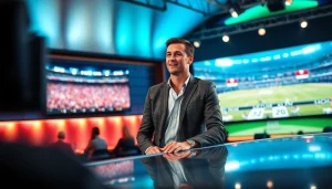 스포츠중계에 대한 전문 방송 설정을 강조한 이미지.