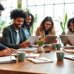 Access informative content at https://spectacle.com.ua with diverse team in contemporary office.