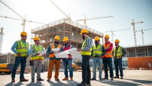 Highlighting a skilled team of New Jersey Commercial General Contractor professionals collaborating on a construction site.