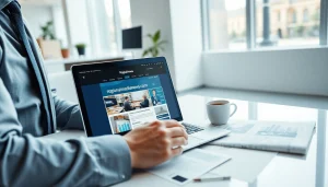 Engaging news journalist reviewing regionalmedianews.com content while working in a modern office.