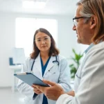 Engaging doctor-patient consultation at https://www.medexdtc.com, showcasing a modern healthcare space.
