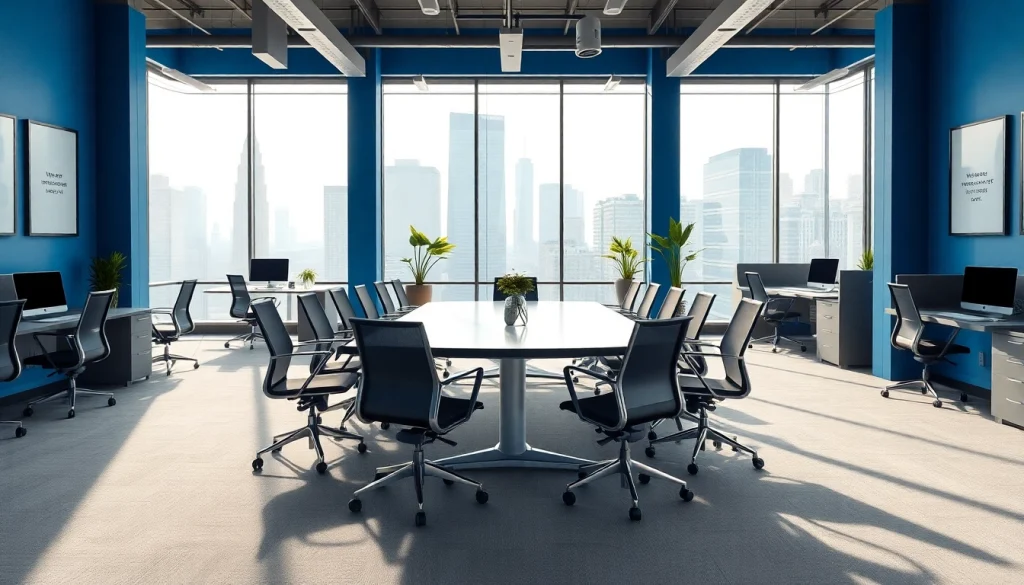 Showcasing professionals engaged in industrial leasing discussions in a modern office.