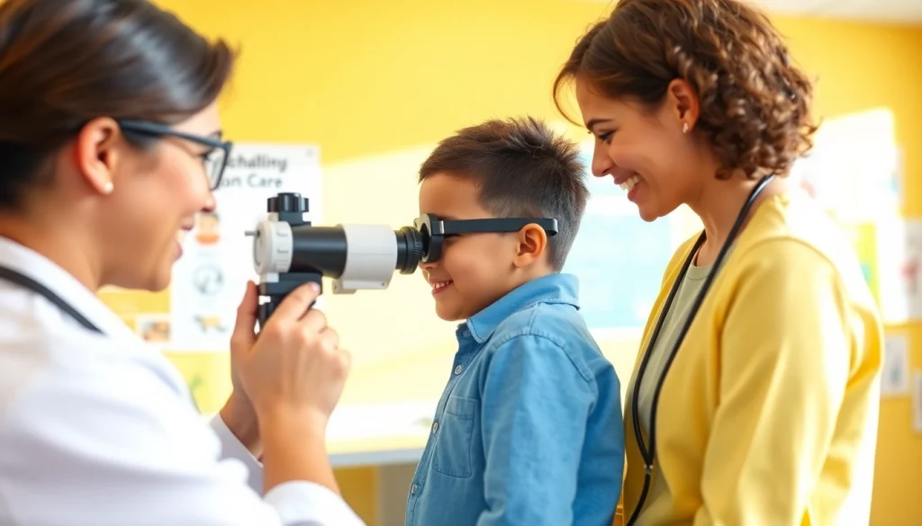 Promoting Our Children's Vision through an engaging eye examination with an expert and a child.