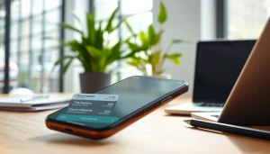 Registreren van ritten met www.tripbook.io via een smartphone in een professionele kantooromgeving.