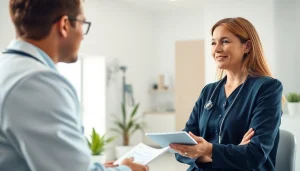 Engaging interaction at https://womens-health-advice.org, showcasing a professional health consultation environment.