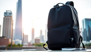 Hochwertiger Business Rucksack in urbaner Umgebung, ideal für den modernen Beruf.