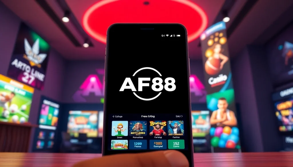 AF88 online betting platform interface showcasing app features and promotions for users.
