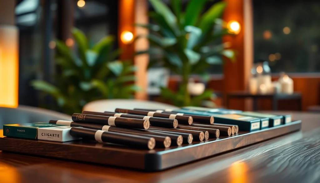 Browse quality cigarettes at https://bureenok.com in an elegant setting featuring premium packaging.