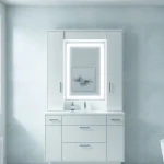Gestalten Sie Ihr Bad mit dem modernen sonni Spiegelschrank und einzigartigen Beleuchtungselementen.