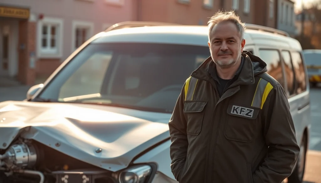 Gutachter Auto Aachen inspiziert ein beschädigtes Fahrzeug vor Ort, um eine genaue Schadensbewertung abzugeben.