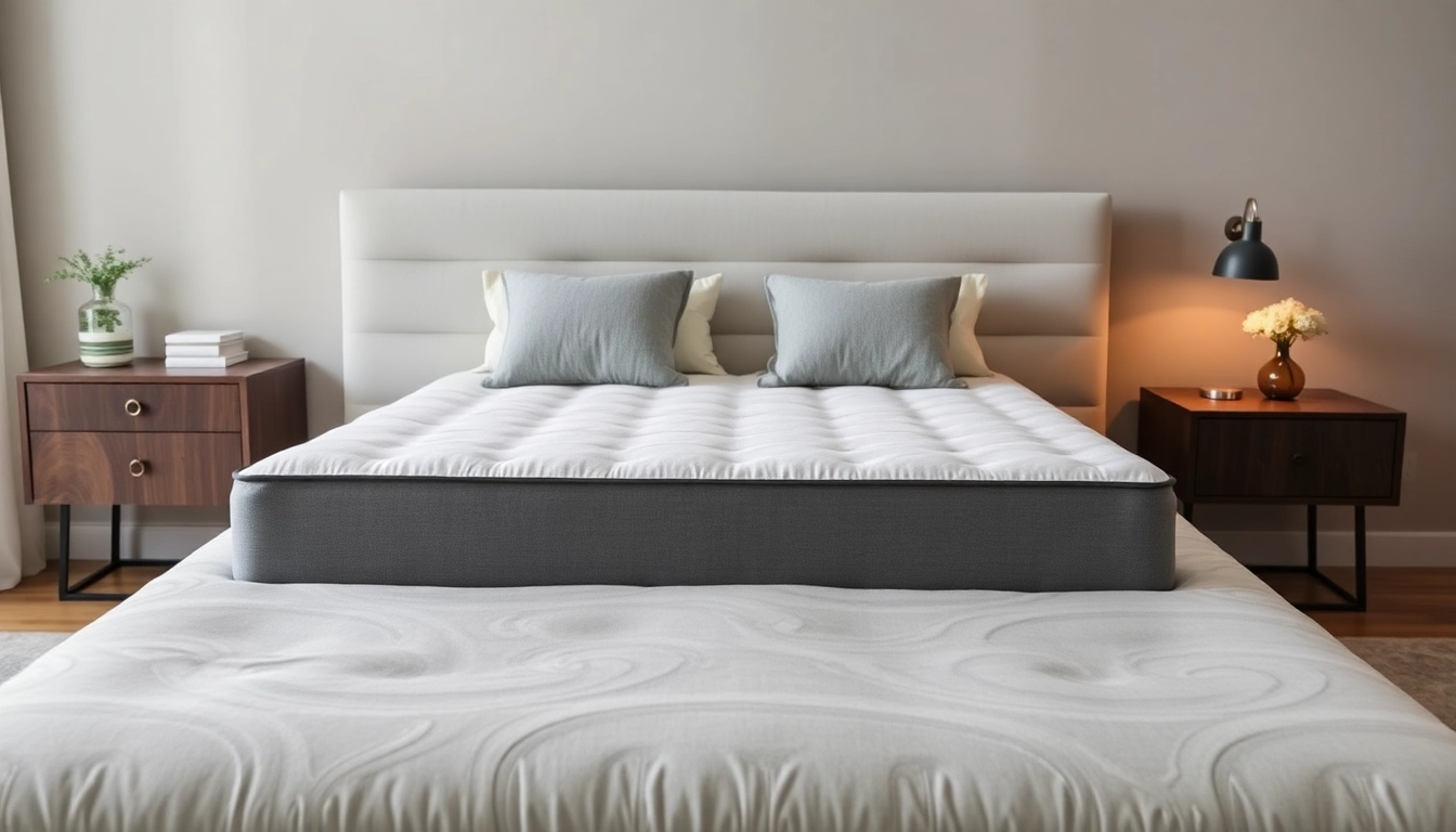 Materasso matrimoniale di alta qualità su un letto elegante, rendendo l'ambiente accogliente e moderno.