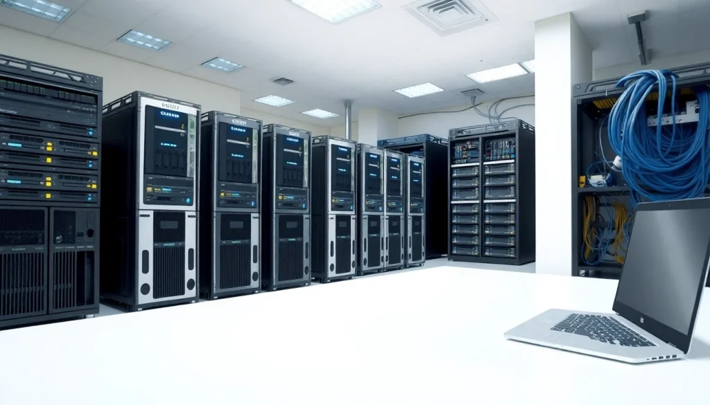 Navigating NAS & SAN Storage Deployment showcasing a professional server room setup.