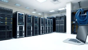 Navigating NAS & SAN Storage Deployment showcasing a professional server room setup.