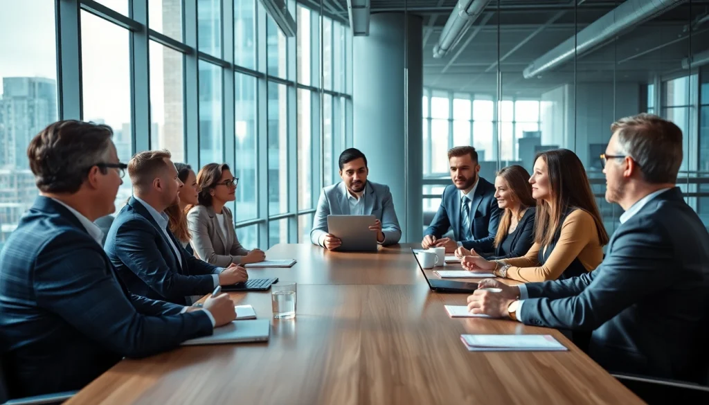 Aanpak van bedrijfssamenwerking op https://www.stofnodig.nl in een moderne vergaderzaal met professionals.