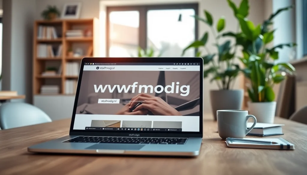 Verken de digitale ruimte van https://www.stofnodig.nl met een georganiseerd bureau en laptop, perfect voor productiviteit.