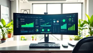 Analyzing performance metrics on a modern smm panel dashboard in a professional workspace.