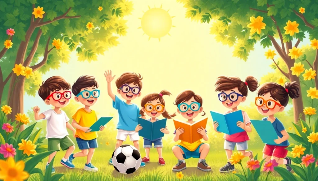 Elevate Our Children's Vision with diverse children enjoying activities, promoting eye health.