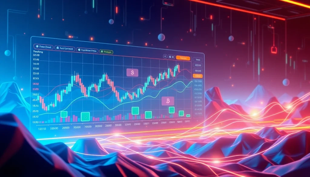 Calculator interface tracking cryptocurrency portfolio performance on digital trading charts