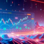 Calculator interface tracking cryptocurrency portfolio performance on digital trading charts