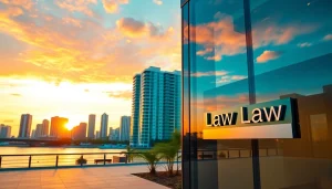 Engaging view of Miami's skyline with a law office, representing the essence of https://www.tnlmiami.com services.