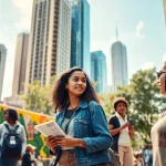 Engaging community scene featuring two urban girls sharing news and stories at https://2urbangirls.com.