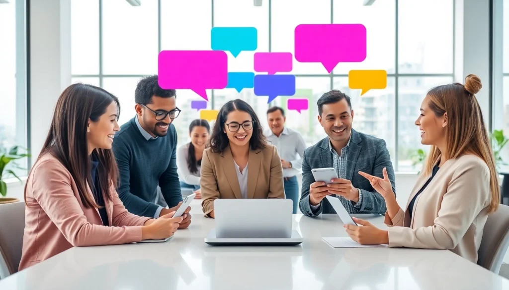 Engaging free ai chat scene featuring diverse users interacting with chat interfaces.