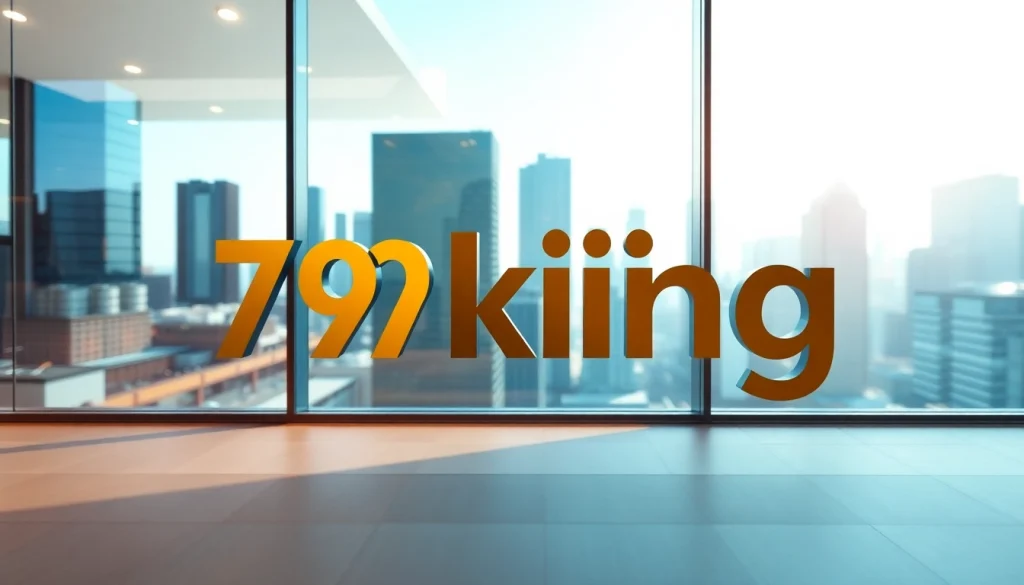 Showcase the innovative brand "79king" in a dynamic urban environment.