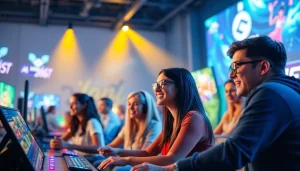 jw8 हिंदी पर ऑनलाइन गेमिंग का आनंद लेते लोग, खेलों के साथ इंटरफेस और रंगीन दृश्य।