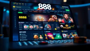 888 new online betting platform showcasing diverse gambling options and a modern interface.
