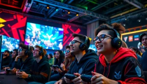 Join the excitement at https://gamelevate.com with gamers engaging in an electrifying esports arena.