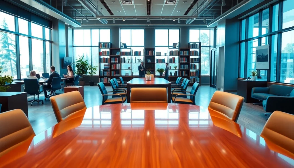 View of a professional law office at http://www.jacobsonpilaw.com, featuring a modern conference room.