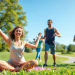 Engaged individuals at https://healthyvix.com showcasing vibrant wellness activities in a park setting.
