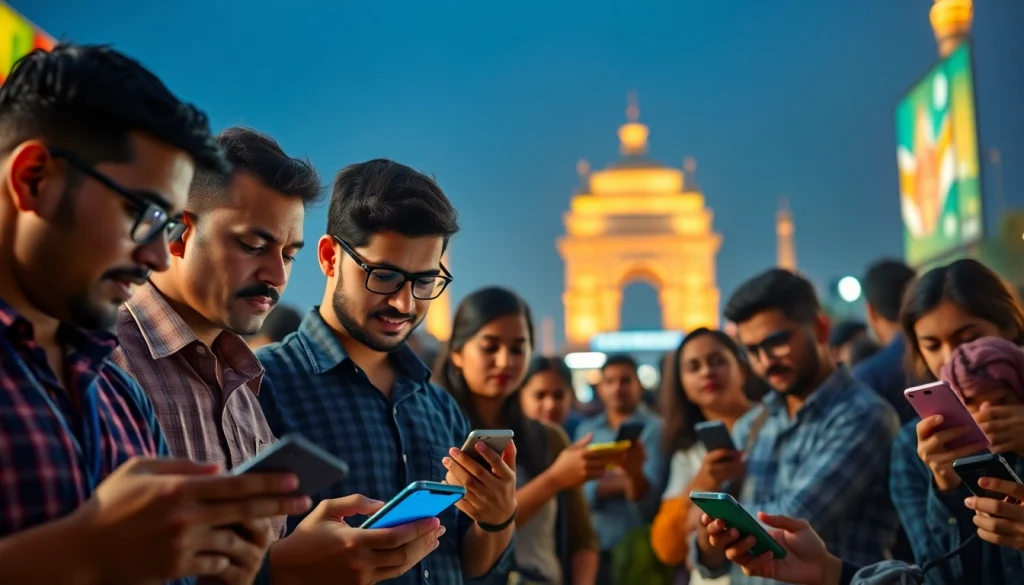 Engaged bettors enjoying sports betting in India through mobile apps, highlighting excitement and strategy.