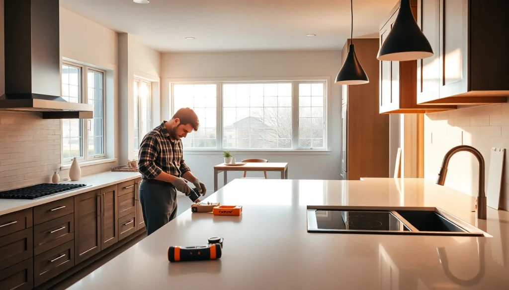 Revamp your space with this stunning home renovation showcasing a modern kitchen remodel.
