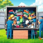 Efficient junk removal service by https://myeasyjunkremoval.com actively clearing clutter in a suburban setting.