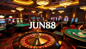 Experience thrilling gaming at JUN88 with vibrant slot machines and an exciting roulette atmosphere.