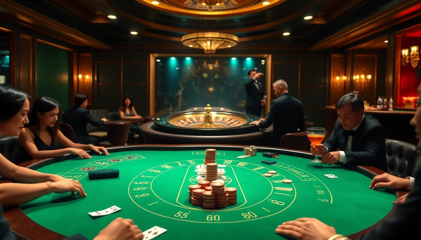 Experience the excitement of SHBET casino with vibrant poker tables and spinning roulette wheels.