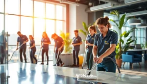 Enhance your space with a professional cleaning service team creating a pristine environment.