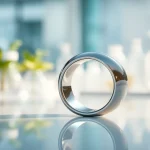 Showcasing a polished circular ring emphasizing health monitoring features and sophisticated design.