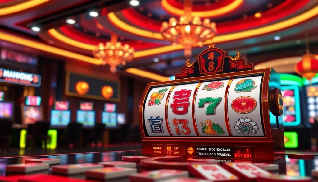 Mainkan mahjong ways 2 slot dengan simbol berwarna-warni dan suasana kasino yang meriah.