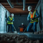 Clean crawl space operations by http://newleafcrawlspace.com showcasing professional technicians at work.
