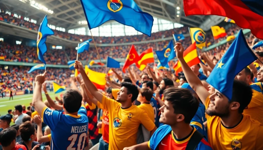 Capture the excitement of sports fans at https://thesportstribune.in with their vibrant expressions at a live event.